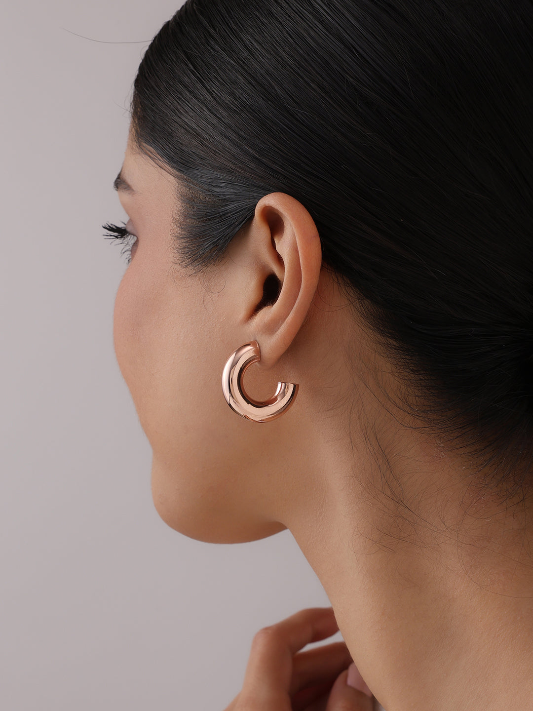 Rose Gold C Hoop Dangle Earrings