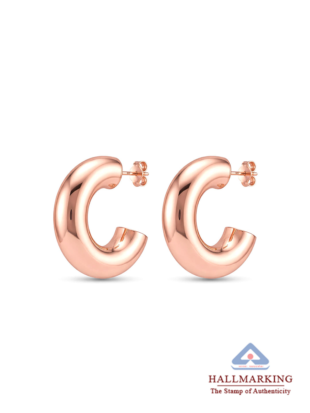 Rose Gold C Hoop Dangle Earrings