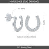 925 Sterling Silver CZ Lucky Horseshoe Stud Earrings for Women