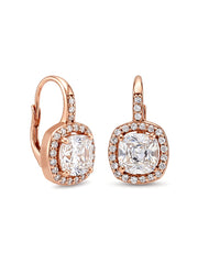 Rose Lumire Cushion CZ Drop Earrings