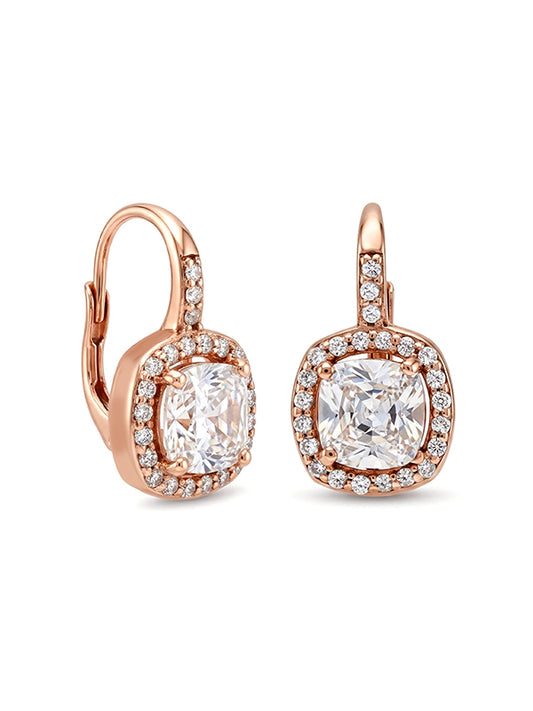 Rose Lumire Cushion CZ Drop Earrings