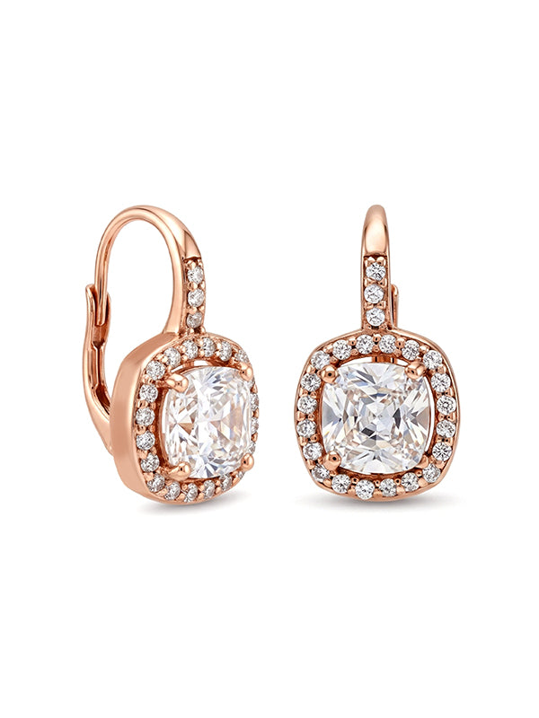 Rose Lumire Cushion CZ Drop Earrings