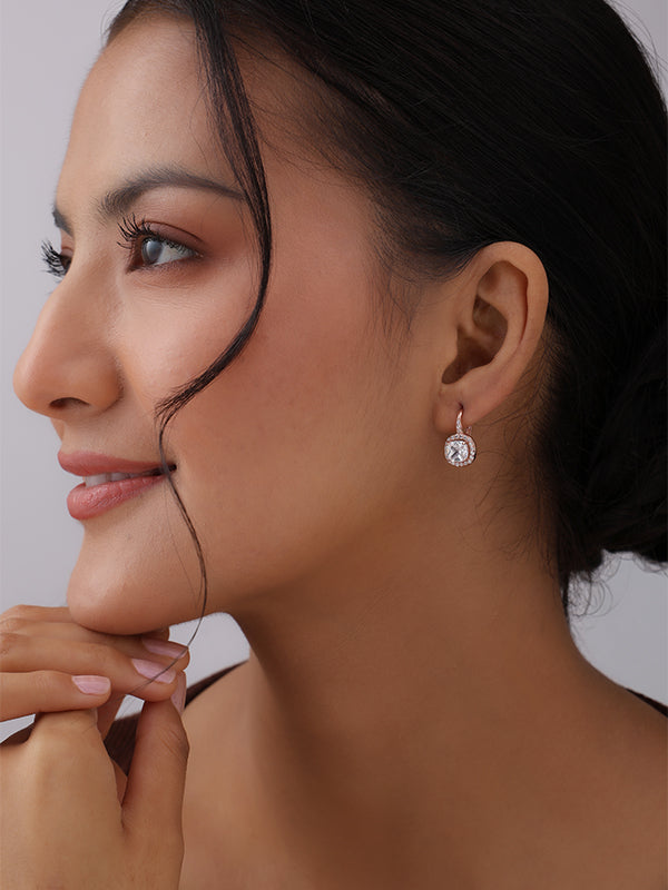 Rose Lumire Cushion CZ Drop Earrings