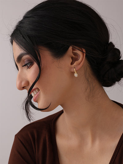 Golden Elara Oval CZ Drop Earrings