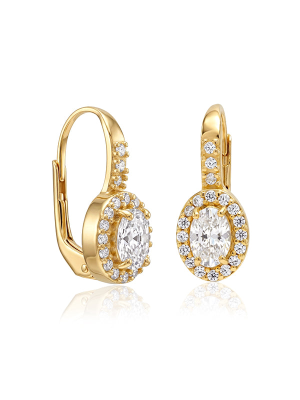Golden Elara Oval CZ Drop Earrings