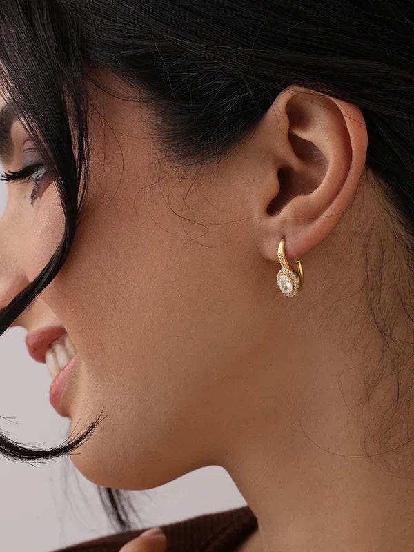 Explore Golden Elara Oval  CZ Drop Earrings