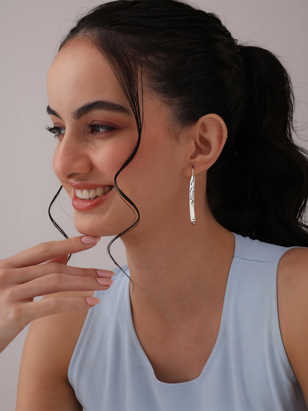 Silver Wave Dangler Earrings