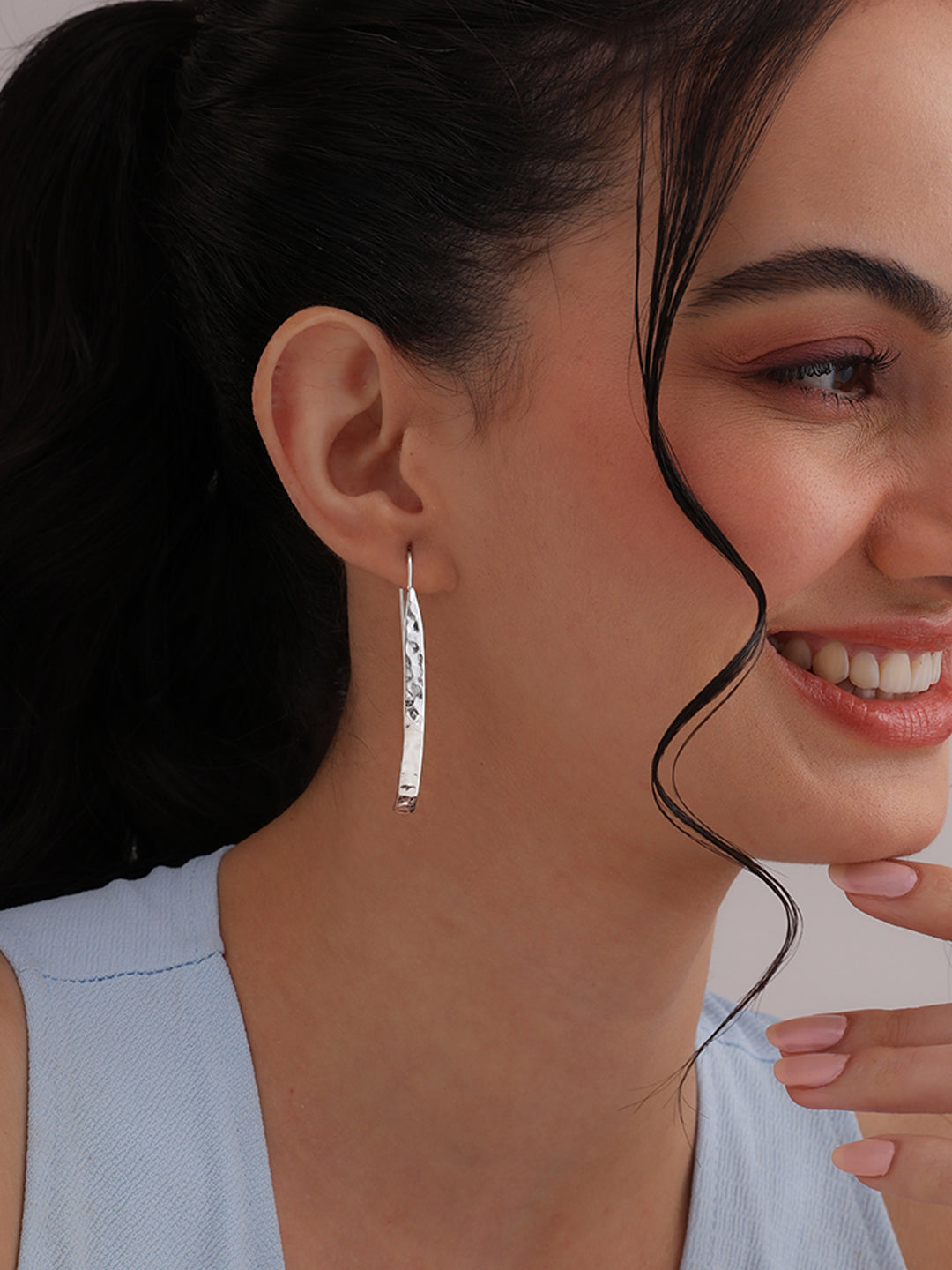 Silver Wave Dangler Earrings