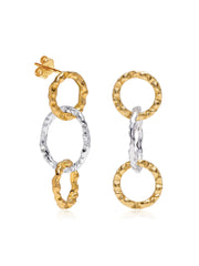 Nova Two-Tone Hammered Triple Circle Earrings