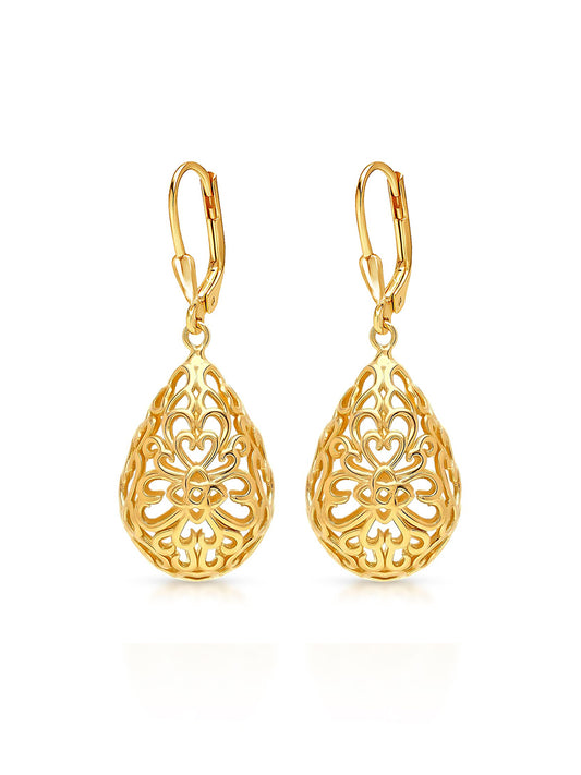 Aurelia Gold Filigree Teardrop Earrings