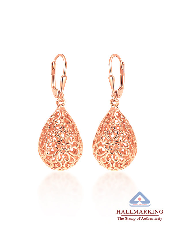 Elara Rose Gold Filigree Teardrop Earrings