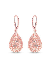 Elara Rose Gold Filigree Teardrop Earrings