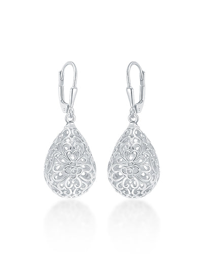 Seraphine Silver Filigree Teardrop Earrings