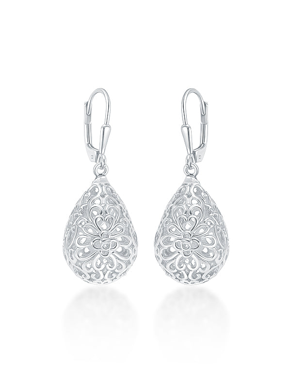 Seraphine Silver Filigree Teardrop Earrings