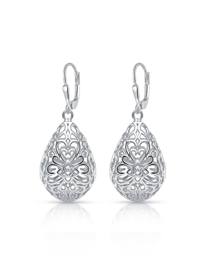 Seraphine Silver Filigree Teardrop Earrings