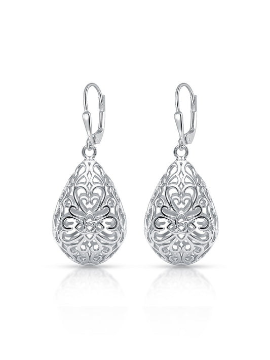 Seraphine Silver Filigree Teardrop Earrings