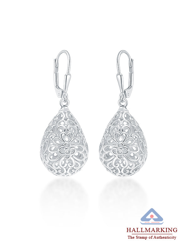 Seraphine Silver Filigree Teardrop Earrings