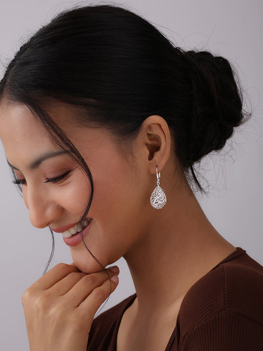 Seraphine Silver Filigree Teardrop Earrings
