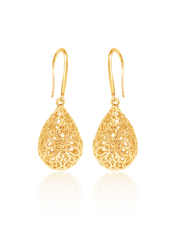 Aureline Gold Filigree Teardrop Earrings