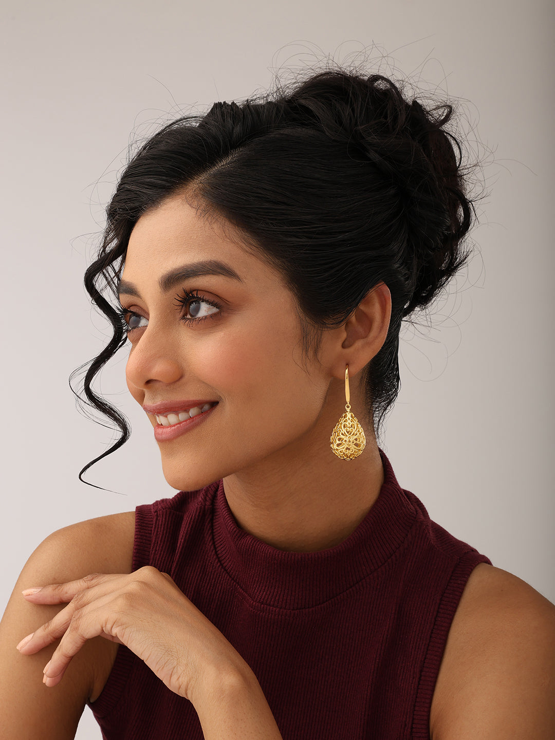 Aureline Gold Filigree Teardrop Earrings