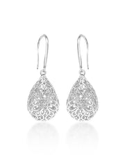 Celestia Silver Filigree Teardrop Earrings