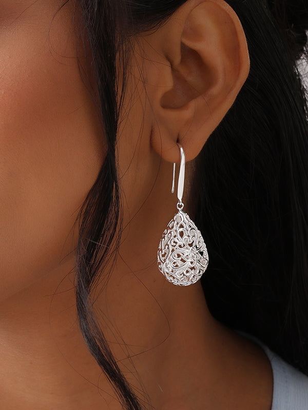 Celestia Silver Filigree Teardrop Earrings