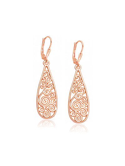 Ros? Whirl Filigree Teardrop Dangle Earrings