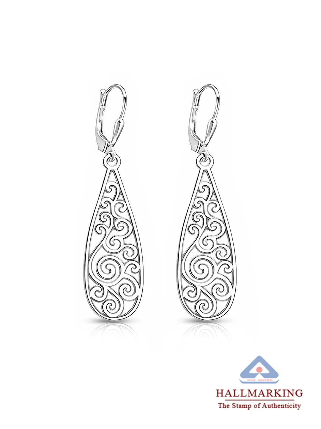 Silver Whisper Filigree Teardrop Dangle Earrings