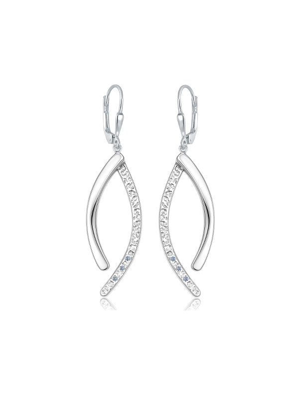 Celeste Curve Rhodium Dangle Earrings