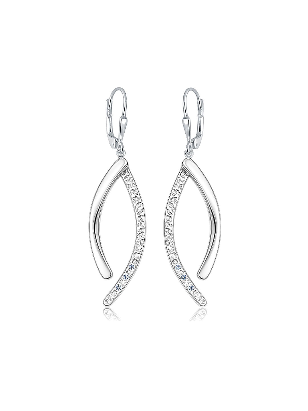 Celeste Curve Rhodium Dangle Earrings