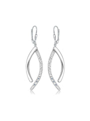 Celeste Curve Rhodium Dangle Earrings