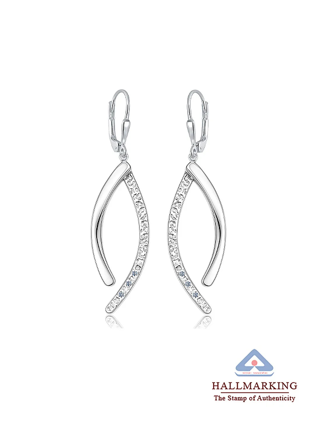 Celeste Curve Rhodium Dangle Earrings