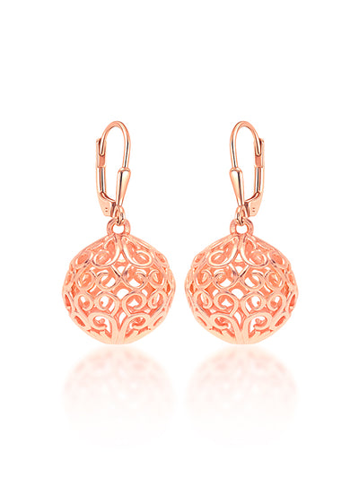 Ros? Bloom Filigree Ball Dangle Earrings