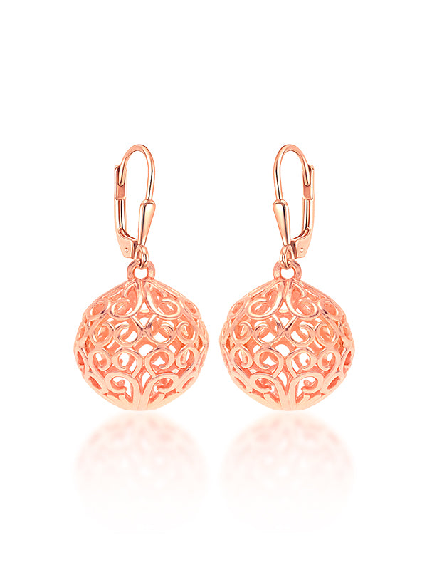 Rosé Bloom Filigree Ball Dangle Earrings