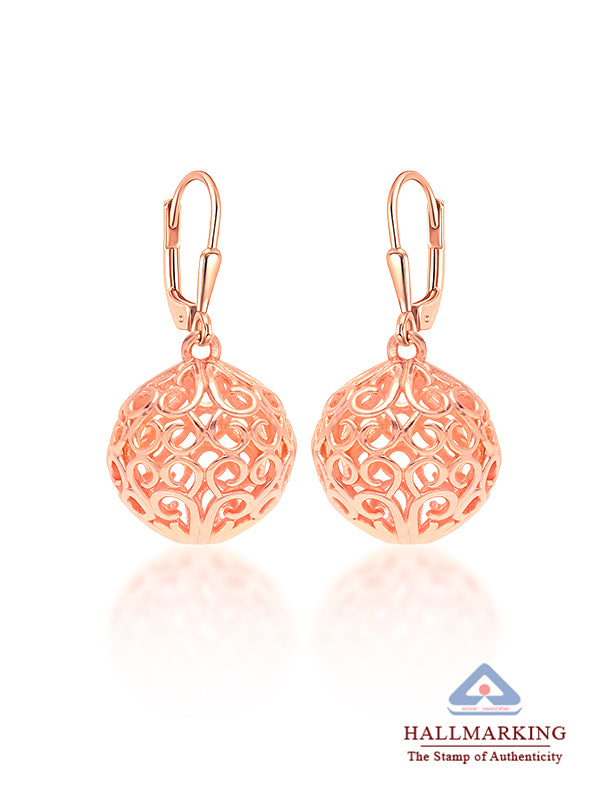 Rosé Bloom Filigree Ball Dangle Earrings