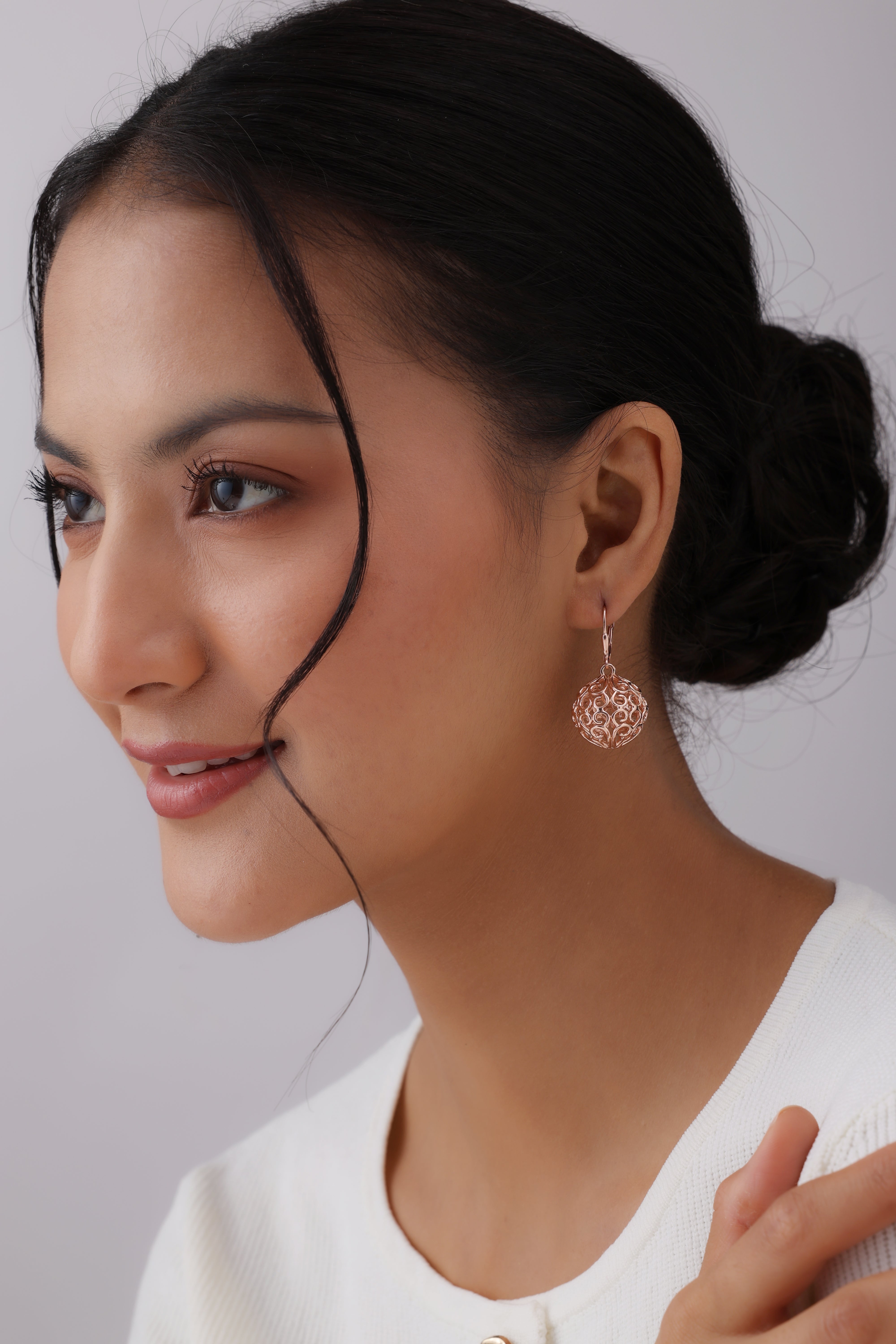 Rosé Bloom Filigree Ball Dangle Earrings