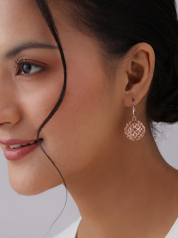 Rosé Bloom Filigree Ball Dangle Earrings