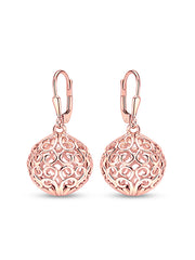 Rose Bloom Filigree Ball Dangle Earrings