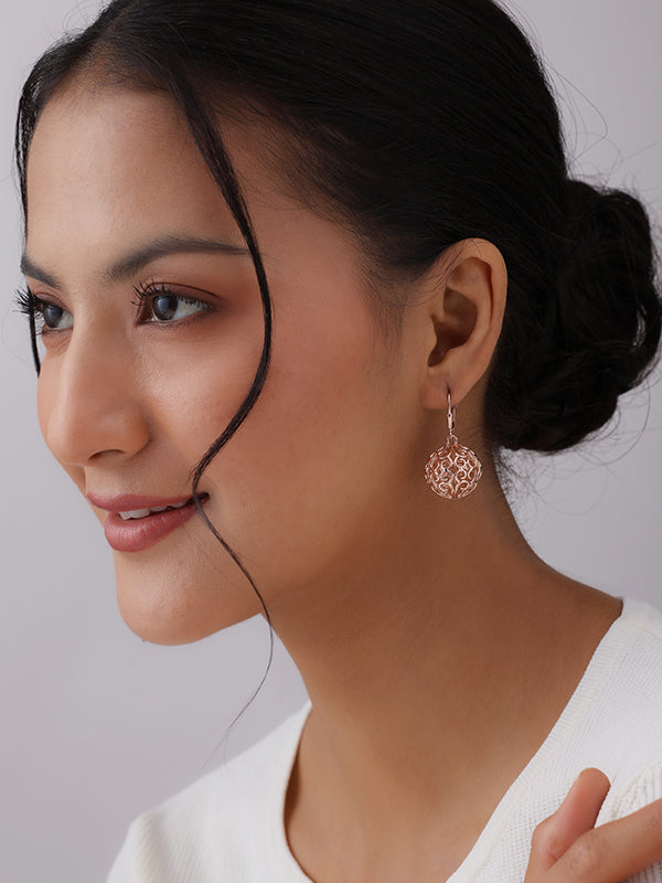 Rosé Bloom Filigree Ball Dangle Earrings