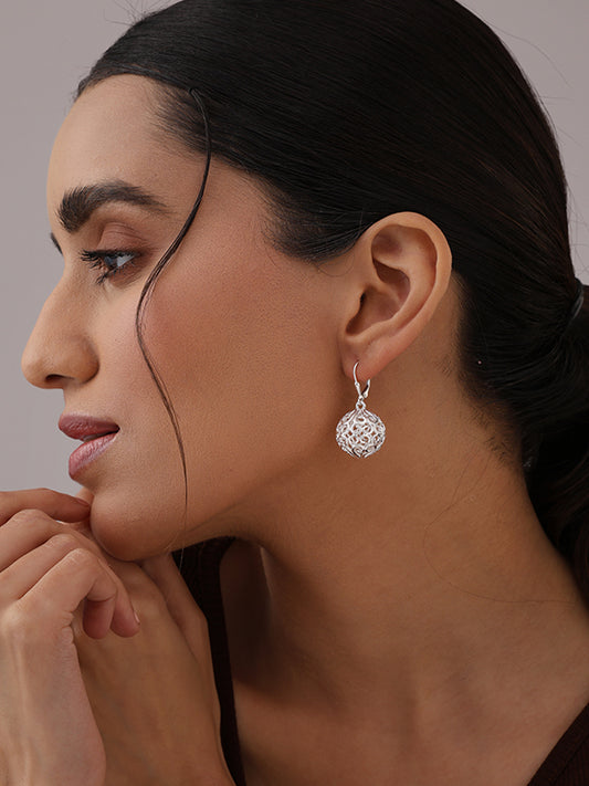 Silver Bloom Filigree Ball Dangle Earrings