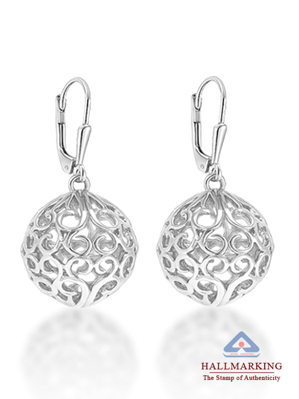 Silver Bloom Filigree Ball Dangle Earrings