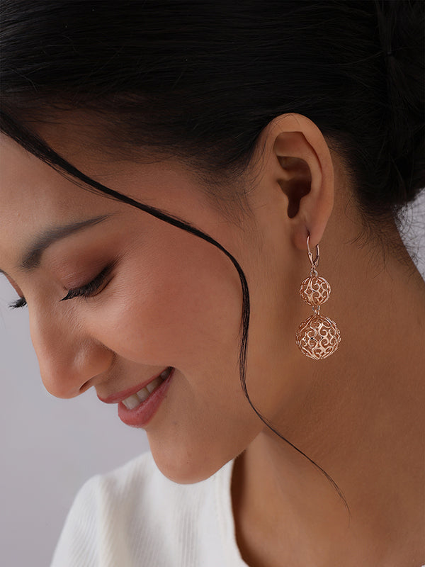 Evara Laced Ball Statement Dangler Earrings for Women