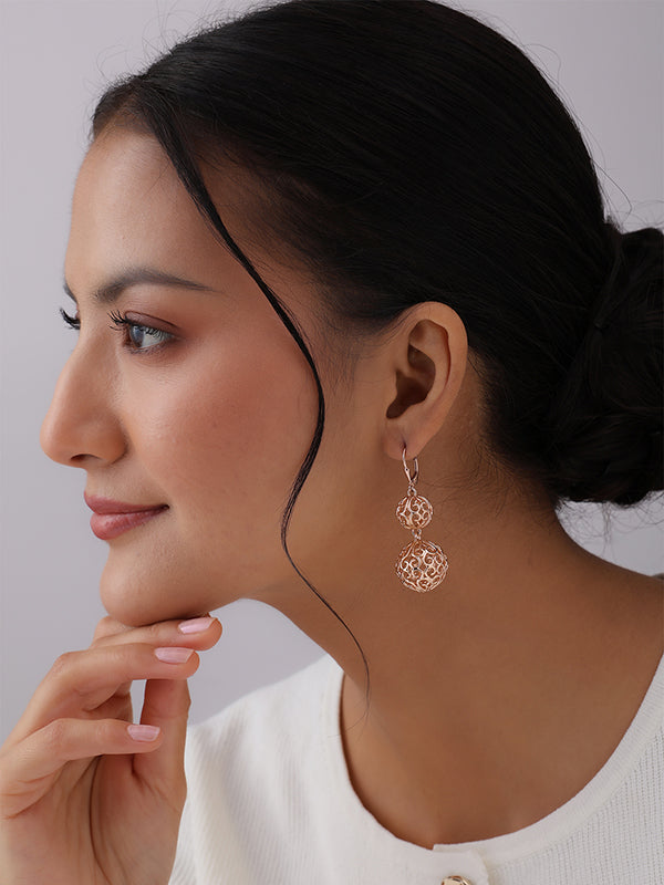 Evara Laced Ball Statement Dangler Earrings for Women