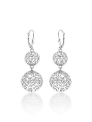 Silver Petal Cascade Filigree Dangle Earrings