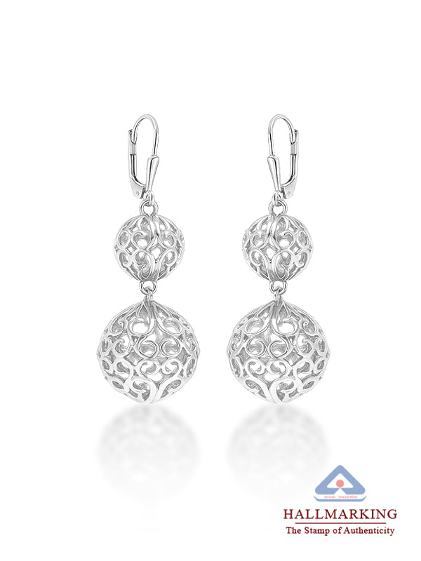 Silver Petal Cascade Filigree Dangle Earrings