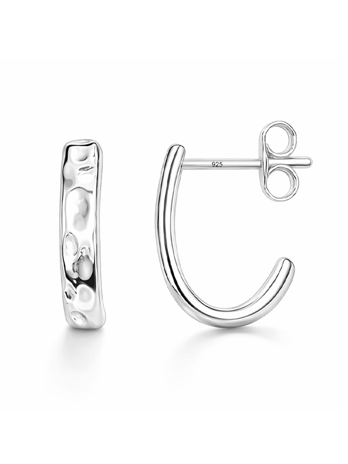 Martella Hammered J-Hoop Women's Stud Earrings