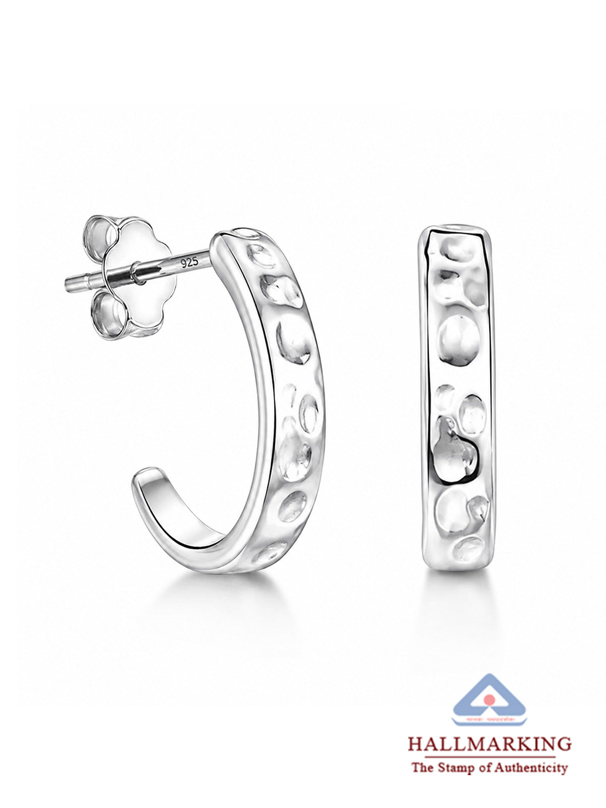 Martella Hammered J-Hoop Women's Stud Earrings