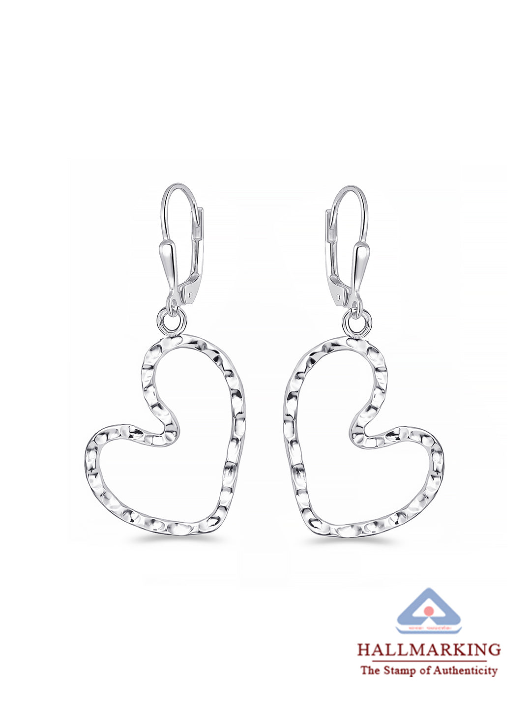 Cuore Hammered Open Heart Women's Drop Earrings