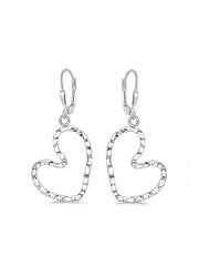 Cuore Hammered Open Heart Women's Drop Earrings