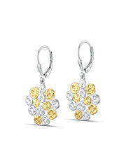 Elys Hammered Texture Dual Tone Dangler Earrings for Women